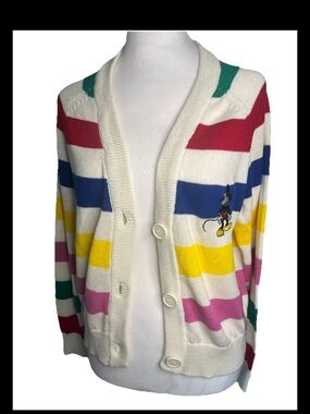NWT Disney 100 Wide Striped Button Front Cardigan With Embroidered Mickey XS